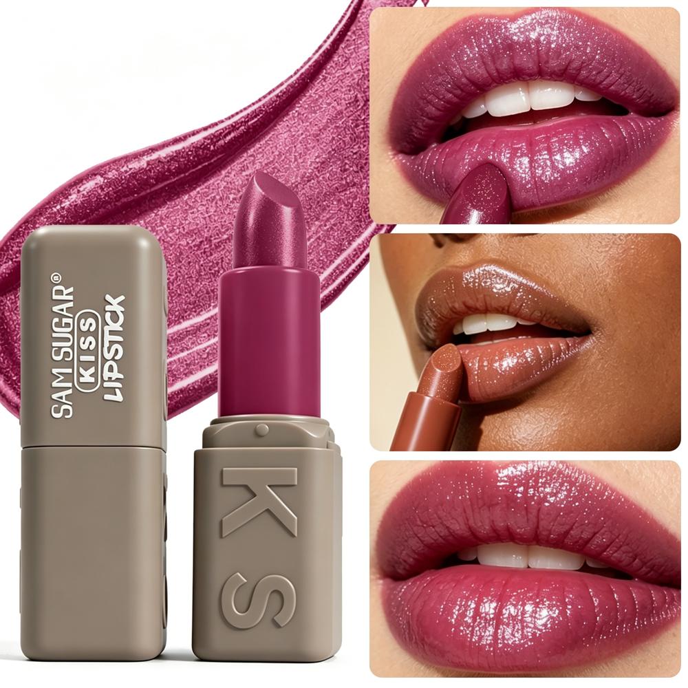 Kiss Lipstick Metallic Shine Glitter Lipstick Moisturizing Smooth Velvet High Pigment Non Grainy Comfortable Lip Makeup for Women