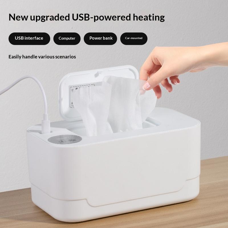Baby Wipe Warmer Heater With Led Display Wet Towel Dispenser Portable Usb Charge Baby Wipe Warmer Napkin Heating Box Home/Car