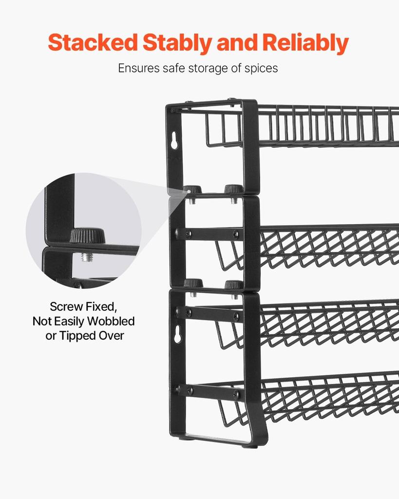 Spice Rack Organizer for Cabinet Seasoning Storage Set Wall Mounted 4 Pack
