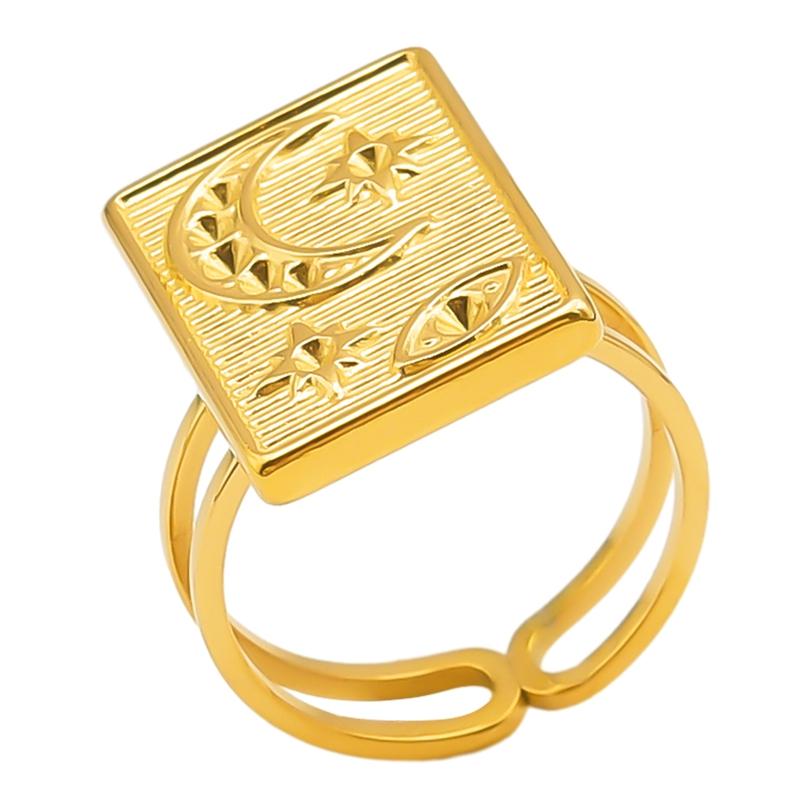 Neuer Offener Verstellbarer Ring Blatt Schlange Herz Echt Vergoldeter Edelstahl Ringe Für Frauen Männer Zubehör Mehrschichtiger Schmuck