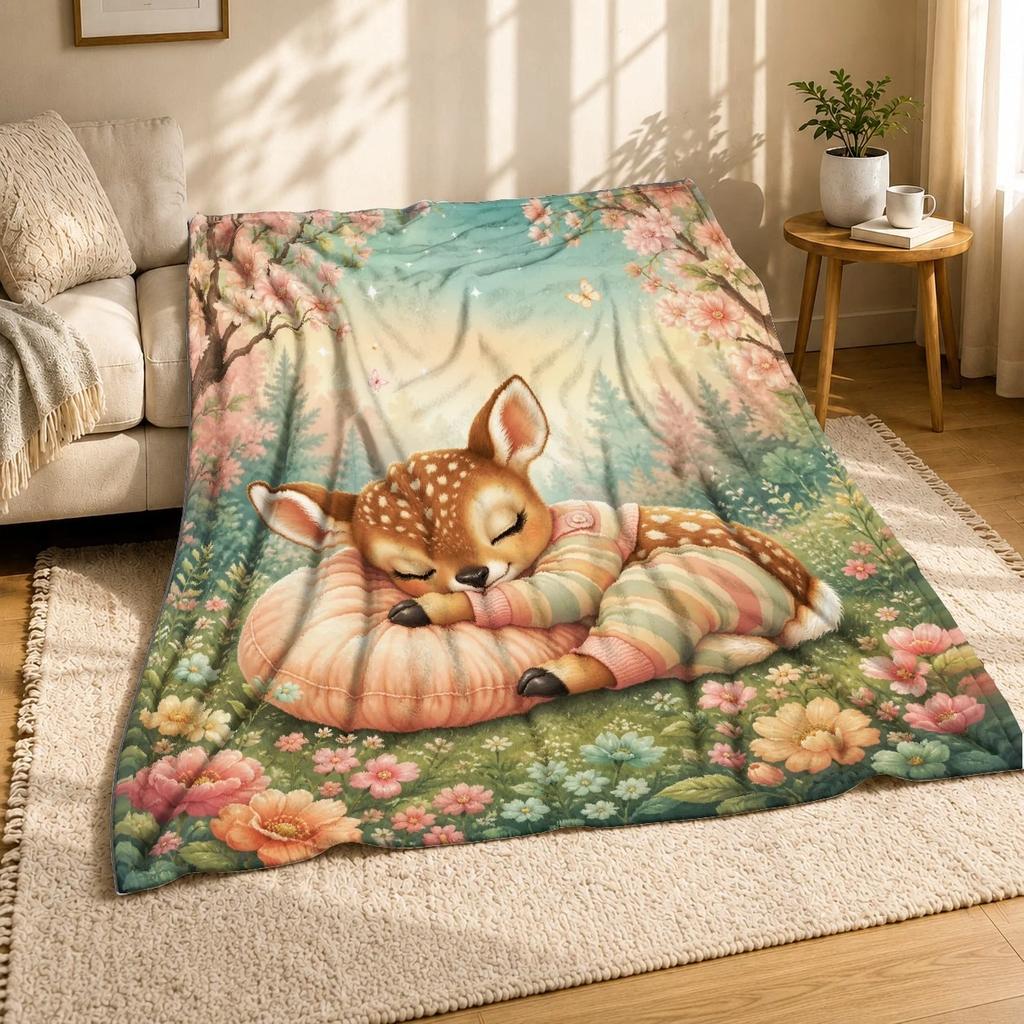 Sleepy Baby Fawn Coral Fleece Blanket