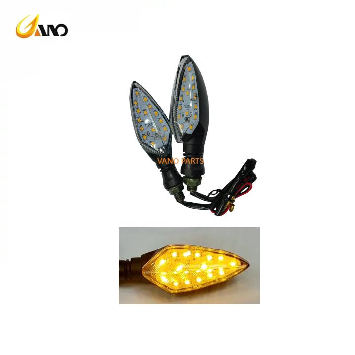 WANOU 12V LED Motorcycle Turn Signals Yellow Tail Lights Plastic Turning Indicators DC12V