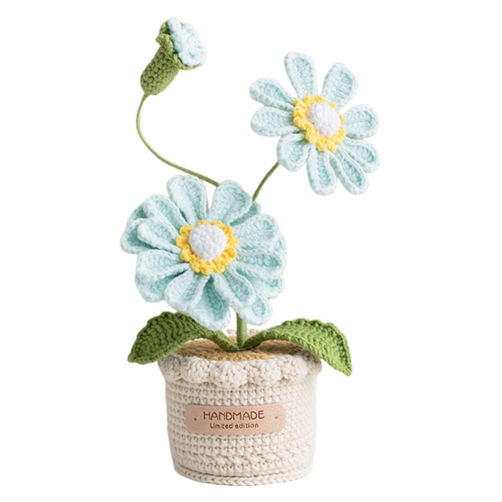 Knitted Flowers Decorations Decorative Crochet Flowers Potted Plants Knitted Artificial Flowers for Party Favors