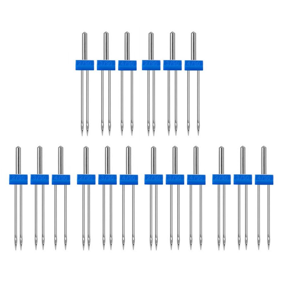 18pcs Plastic Box Sewing Machine Twin Needles Double Stitch Needles  Household Sewing