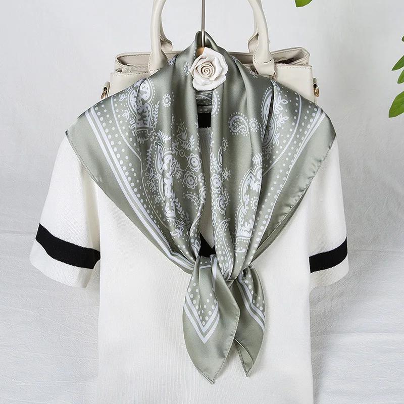 Fashion Paisley Print Kerchief Women Hair Scarf Silk Headband Bandana Head Scarves Female 70*70cm Square Hijab Scarfs For Ladies