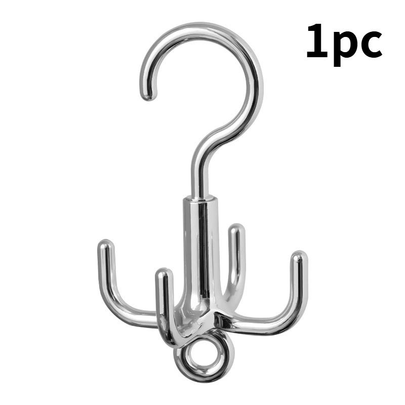 

1/2pcs multifunctional hole free four claw rotating clothes hanger, belt, scarf, bag storage rack, space saving clothes hanger