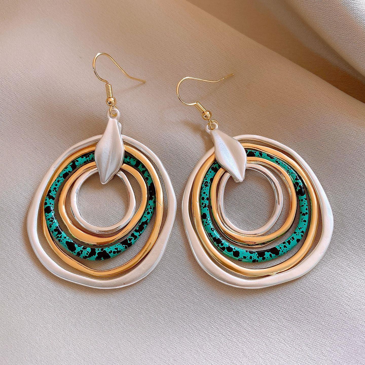 Неправильные круглые многослойные серьги-крючки этнического стиля, индивидуальные, нишевые серьги, серьги для женщин