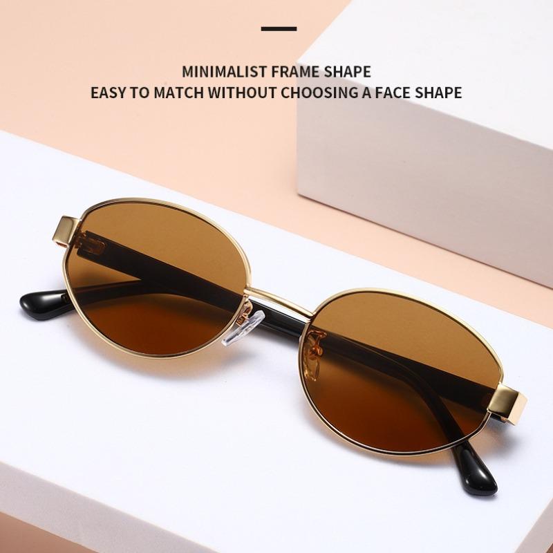 Vintage Retro Oval Shape Sunglasses Vintage Metal Material Frame Women's Oval Shape Sunglasses Classic Ladies Steampunk UV400 Glasses