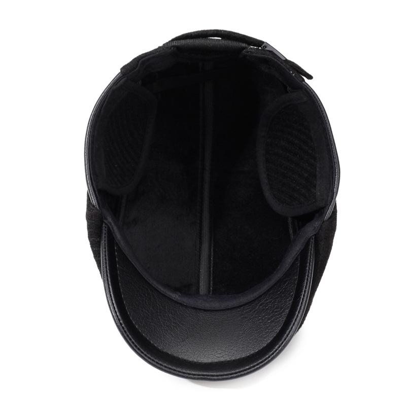 Men's Cap Middle-Aged Winter Outdoor Peaked Cap Cold-Proof Warm Velvet Thick Ear Protection Forward Cap