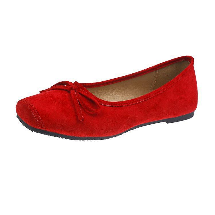 [Uncle Shoe] French small square head inner height increase ballet shoes women's 2025 new shallow mouth shoes bow