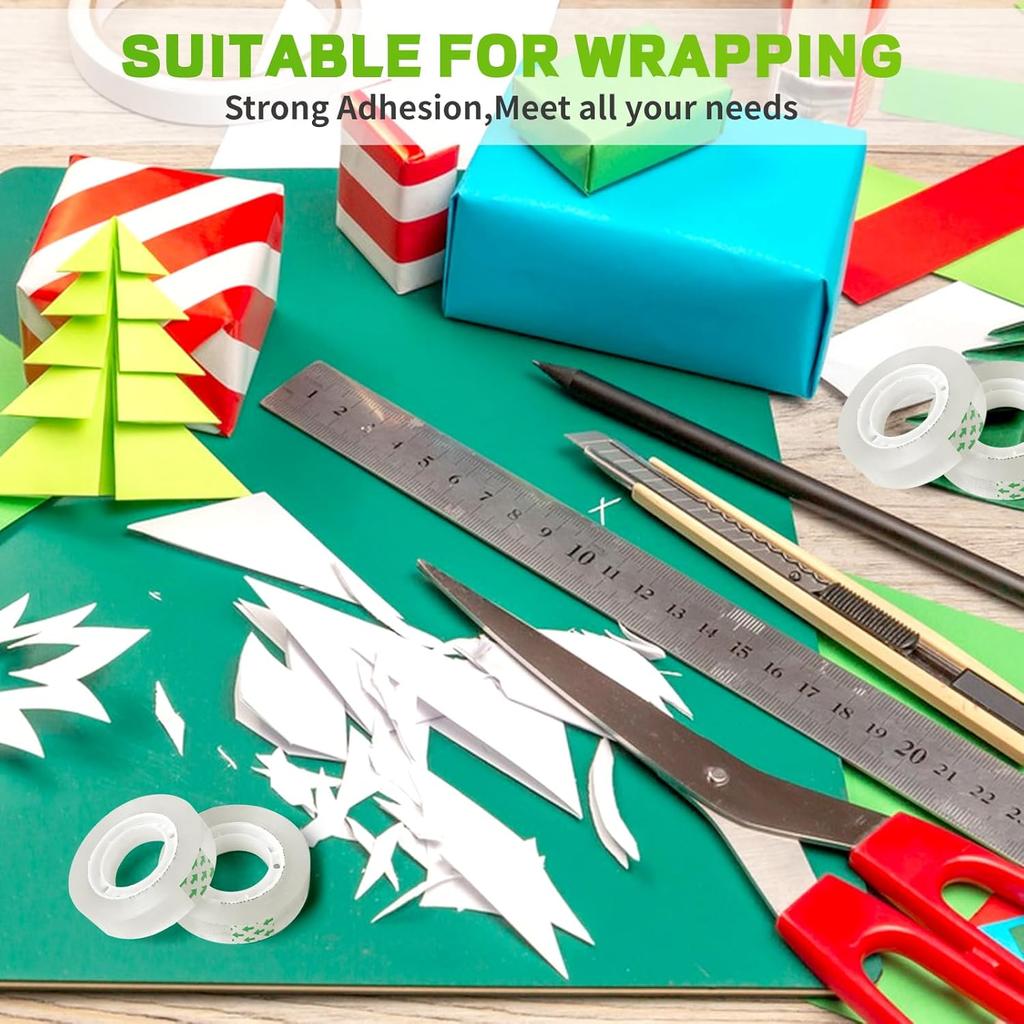 15 Rolls Transparent Tape Refills, Clear Tape, Gift Wrap Tape 3/4 Inch x 1000 Inch, Clear Tape Refill Rolls for Gift Wrapping, Home, School Office