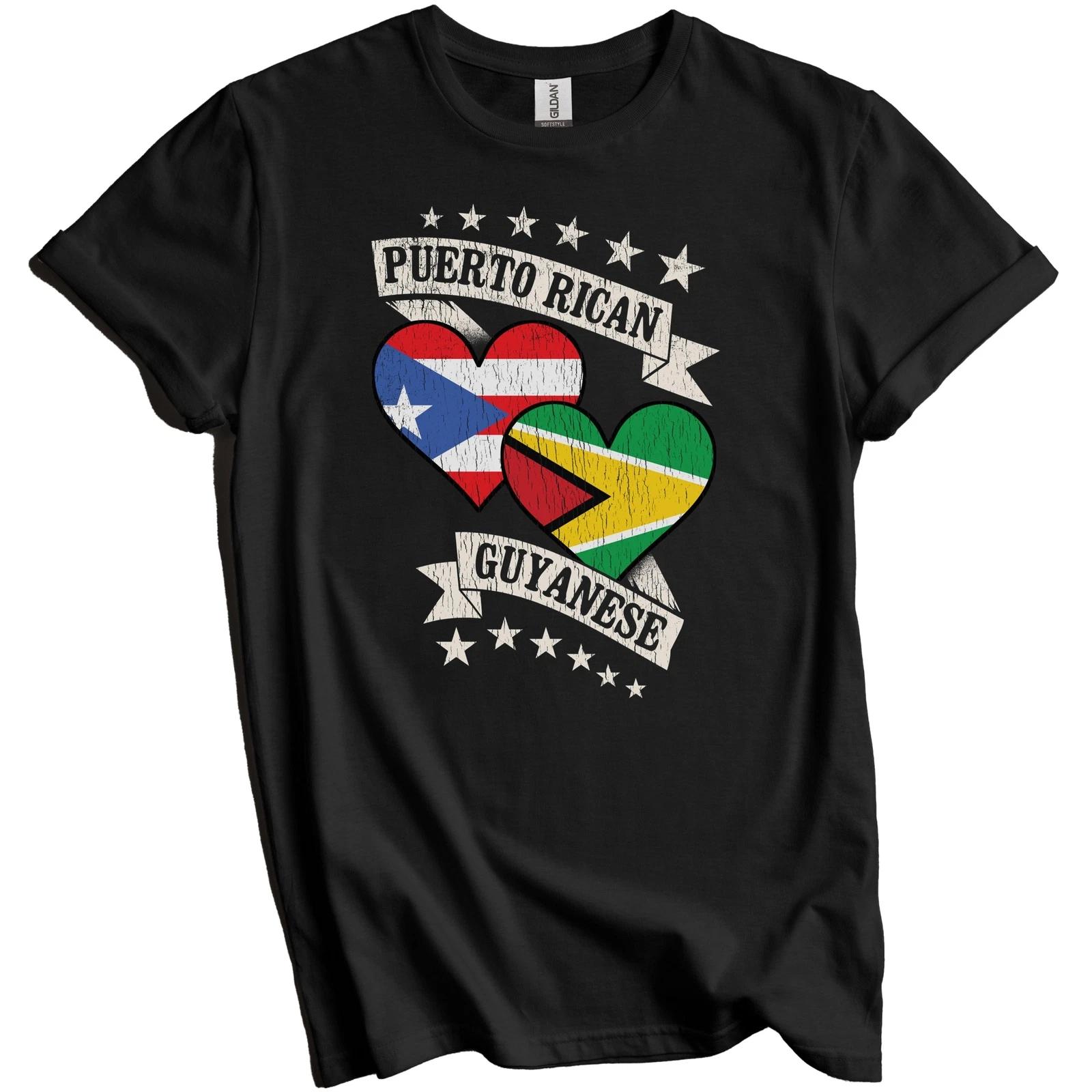 Puerto Rican Guyanese Heart Flags Puerto Rico Guyana T-Shirt L