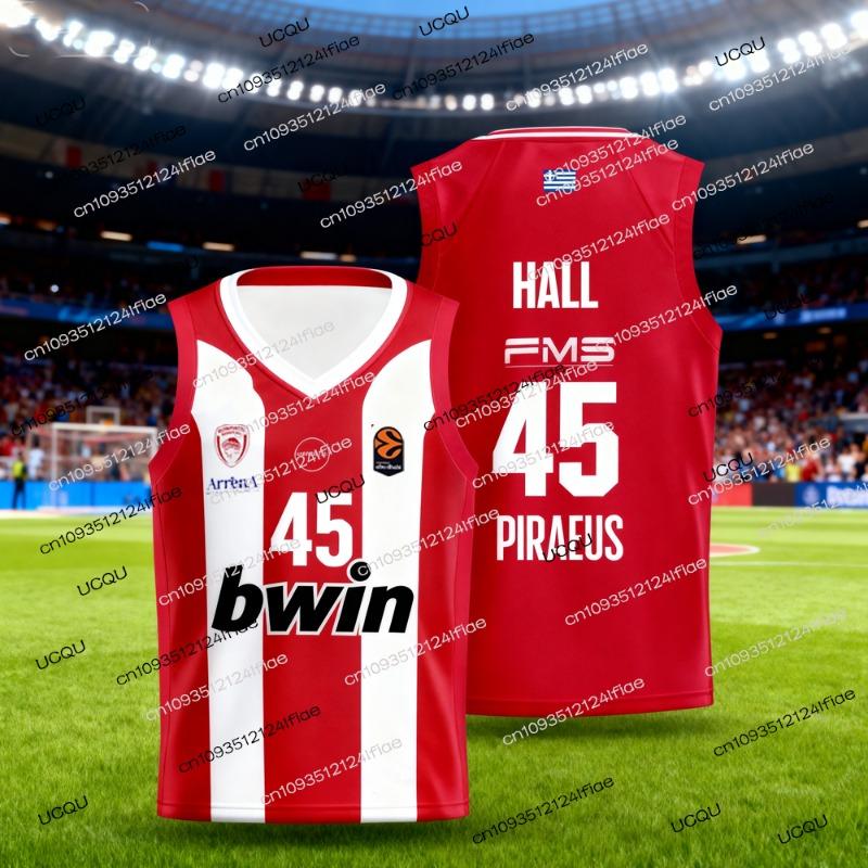 2026 Griechenland Olympiacos Basketball Trikot Weste Europäischer Wettbewerb Trikot Kinder Basketball Trikot Set Schnelltrocknendes Sportshirt