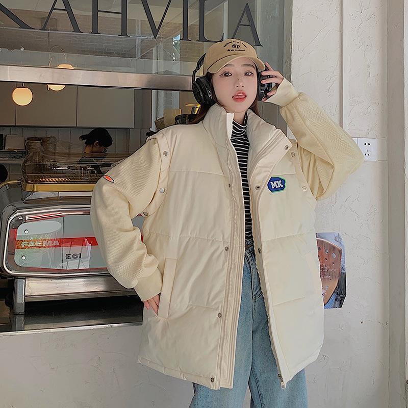 

Осенне-зимняя женская однотонная свободная короткая ветрозащитная теплая жилетка без рукавов со съемными рукавами, женская куртка без рукавов