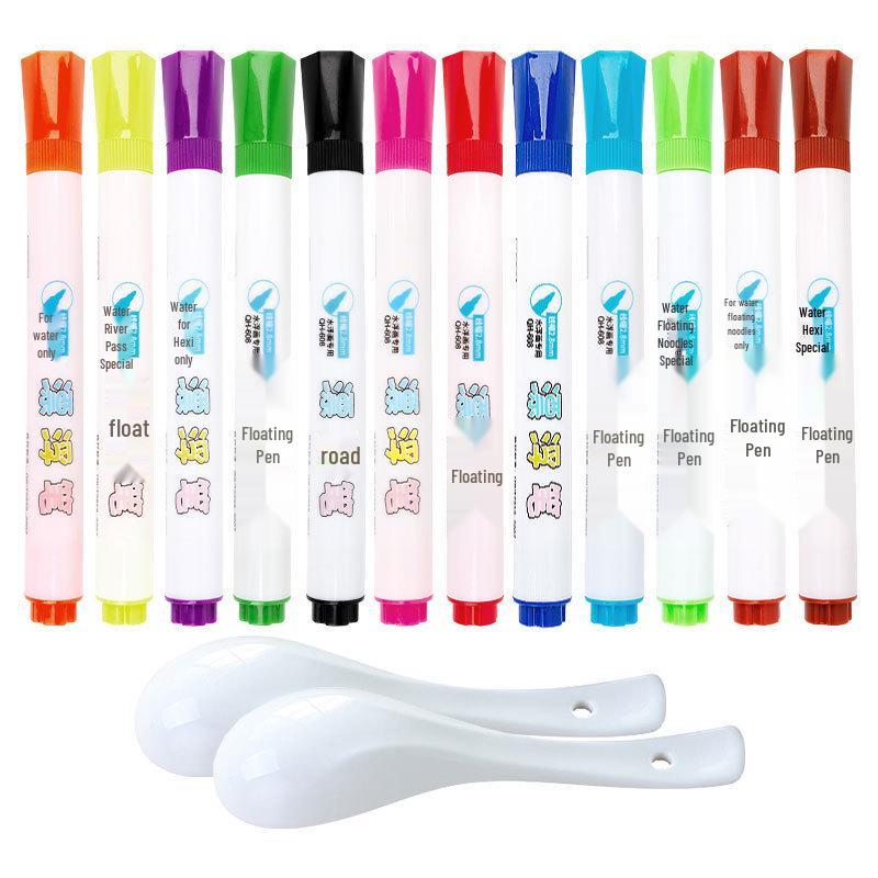 Water-Based Colorful Whiteboard Marker & Magic Floating Paintbrush for Kids - Erasable and Easy To Use