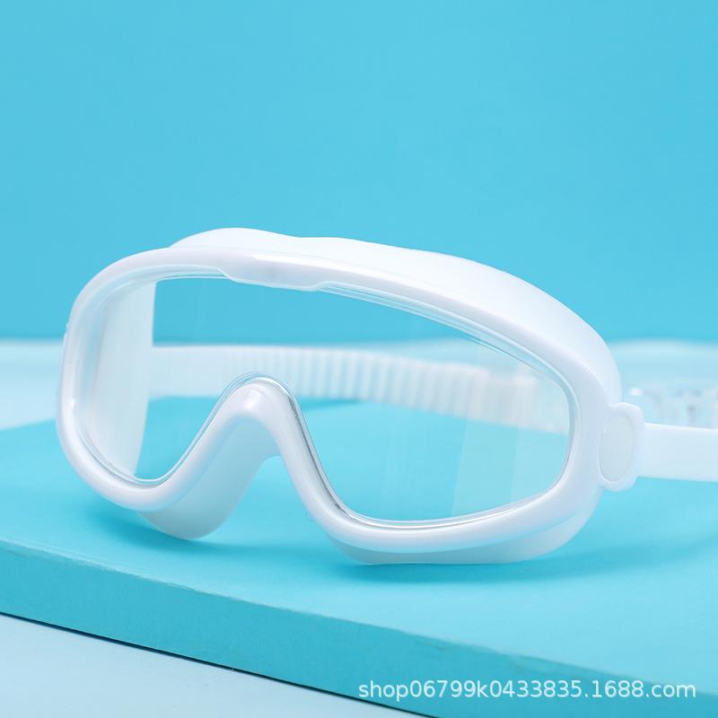 

Children s swimming goggles, waterproof, anti-fog, high-definition, professional, large-frame swimming goggles for boys and girls, diving goggles, White swimming goggles+An