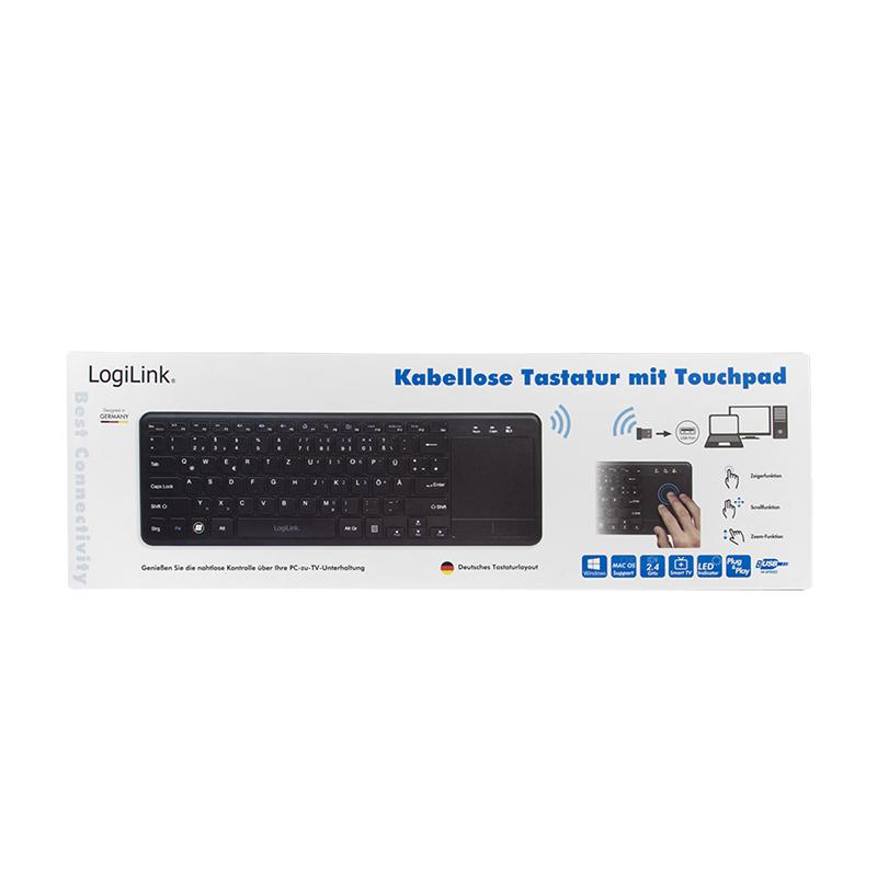 LogiLink 2.4GHz Draadloos Toetsenbord met Touchpad Smart TV Android Box