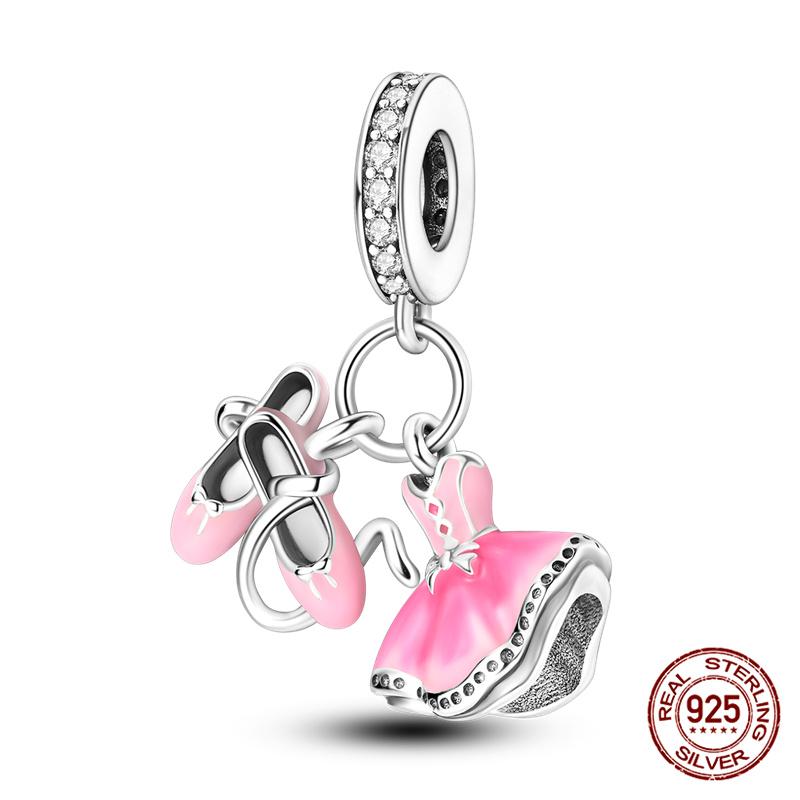 100%Copperpink Series Stars & High Heels Charms Fitoriginal Bracelets Diy Jewelry Making For Women Gift