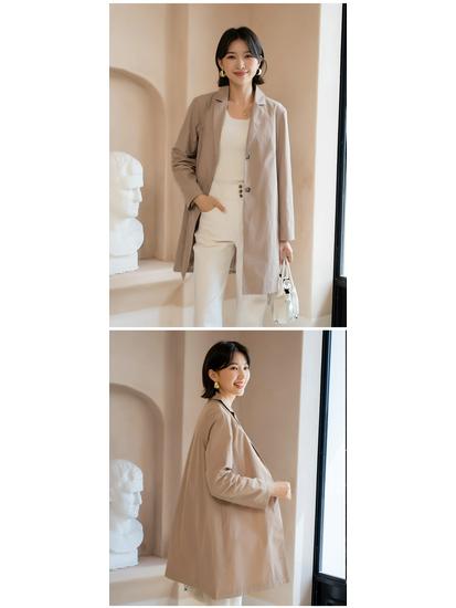 YUN Damen Klassischer Temperamentvoller Midilanger Trenchcoat - 2025 Herbst Schlankmachende Petite-Passform