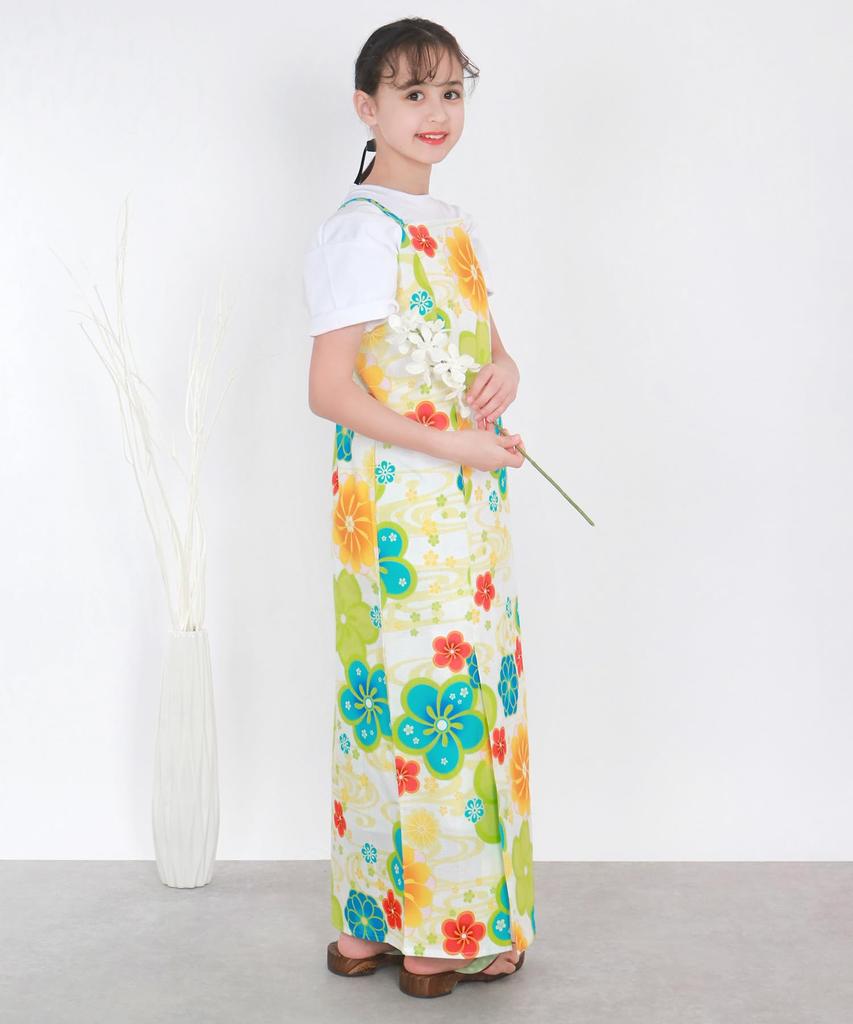 Yukata One Change 3 Piece Set Heiko Junior Girls [KYOETSU] Set, Yukata, Piece, Girls, Unbleached, Weave, (Yukata, Obi, Geta), (6.Kyoume Play, 140cm)