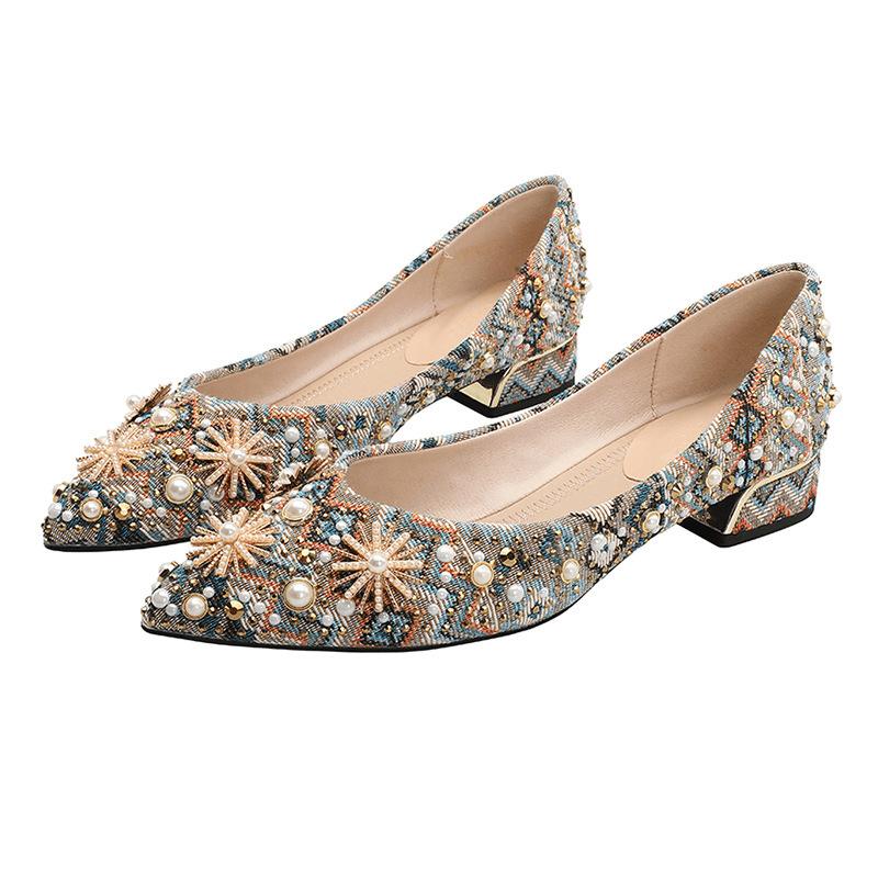 thick heel pointed French light mouth with skirt single shoes women's 2025 new four-season breathable evening shoes women's shoes non-slip