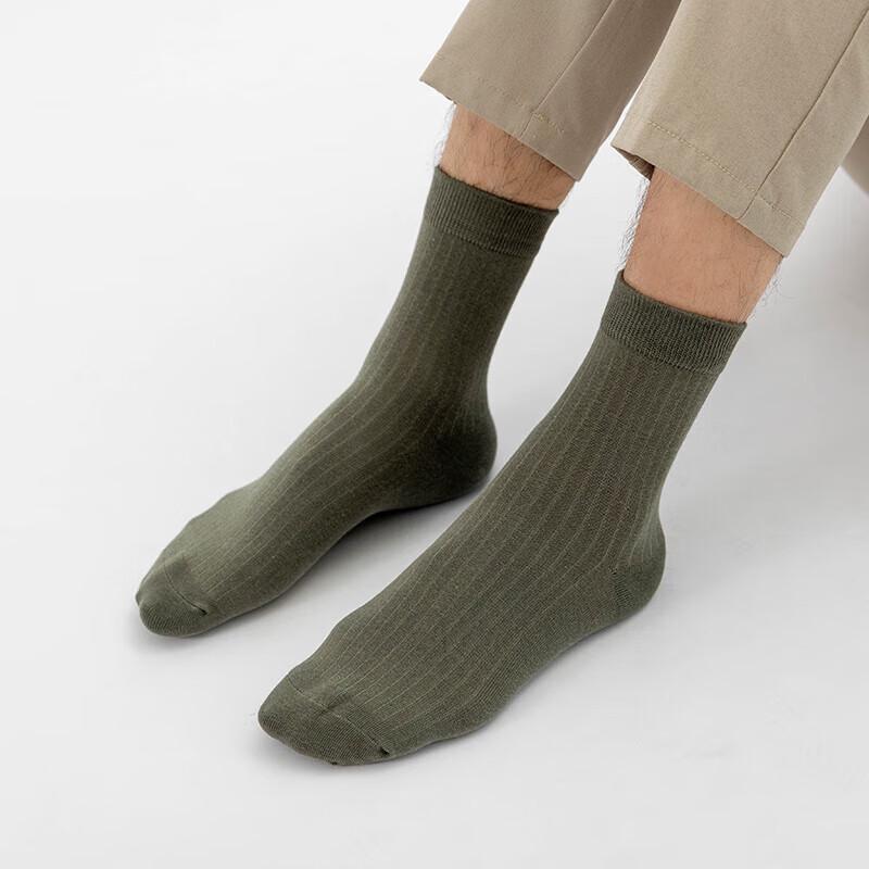 Qiansniao Men's Cotton Antibacterial Mid-Calf Socks, 5-Pair Pack