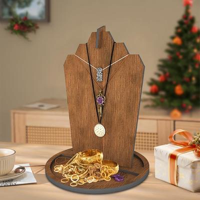 Wooden Jewelry Stand Necklace Holder Simple Installation Multi-purpose Jewelry Display Frame Necklaces Rings Organizer