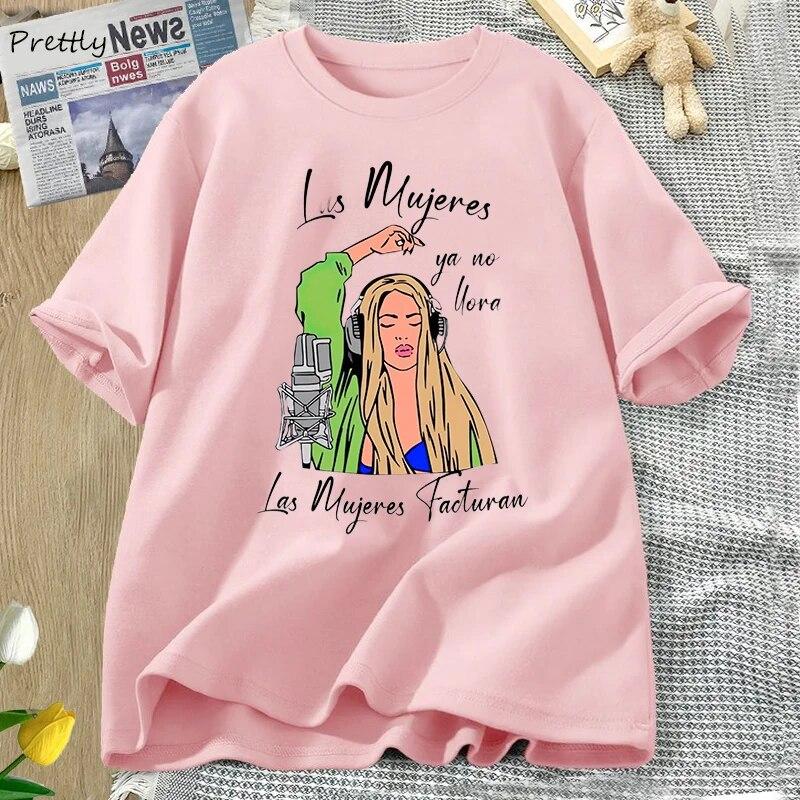 Shakira Las Mujeres Ya No Lloran T Shirt for Women Cotton Black Karol G Tshirt Shakira Song Women Don't Cry Tee Shirt Streetwear Unisex