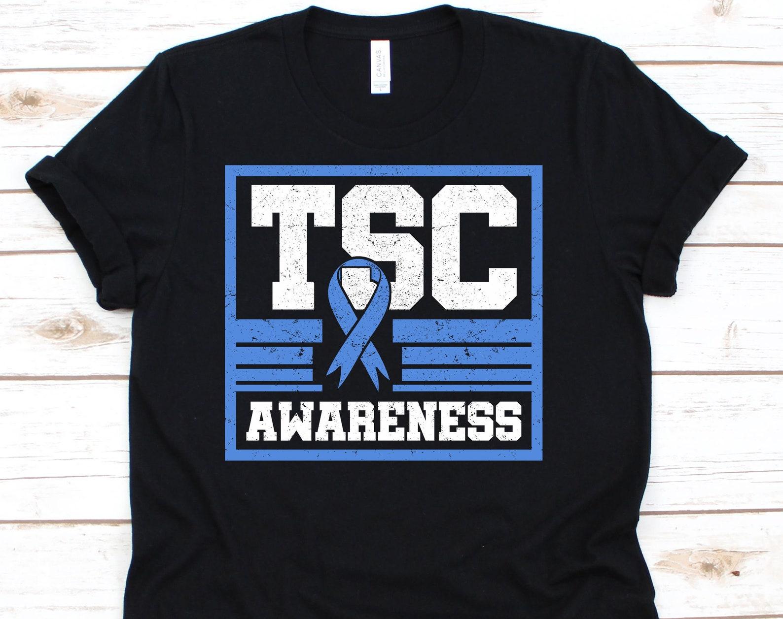 TSC Awareness Shirt, Awareness For Tuberous Sclerosis Complex Warrior Fighter Survivor Support, Blue Ribbon Gift For Men Women S