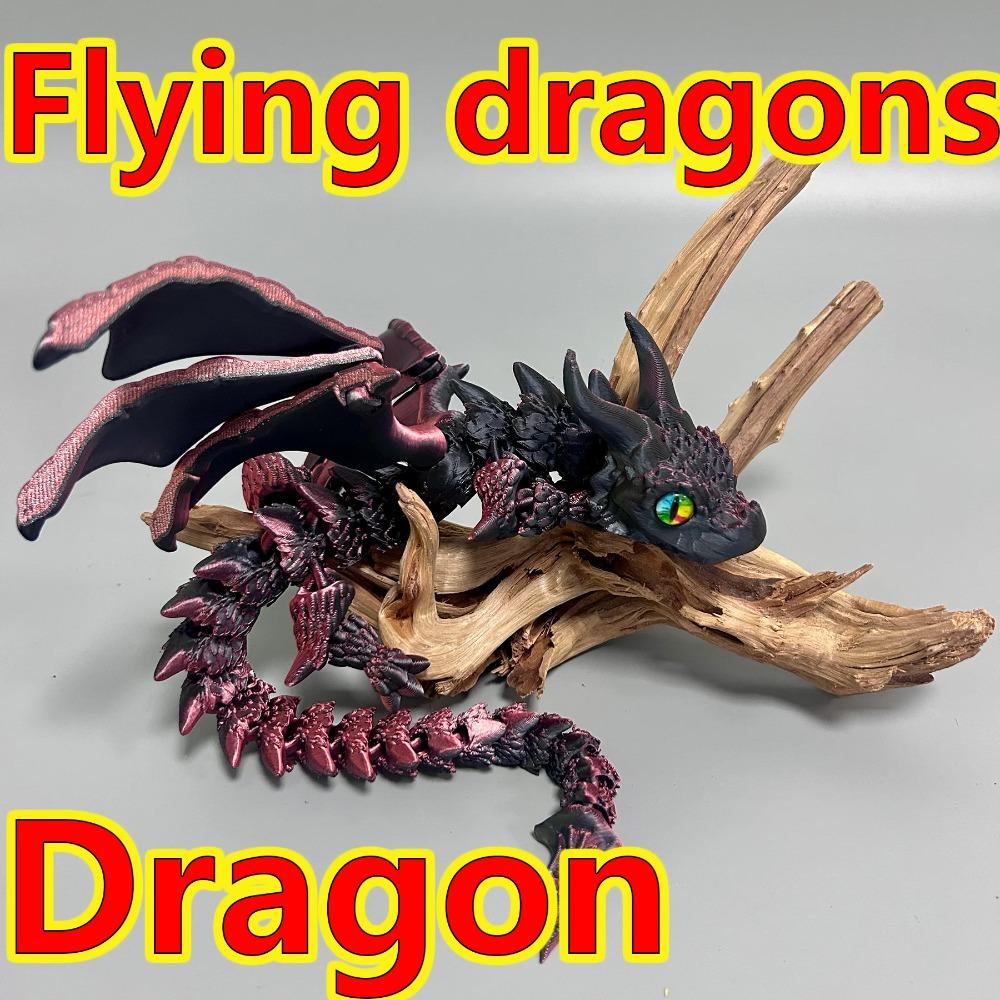 39.5Cm/15.55In 3D Printed Dragon Moveable Joints Animal Model Home Desktop Decoration Ornament Gift Collectible Statue