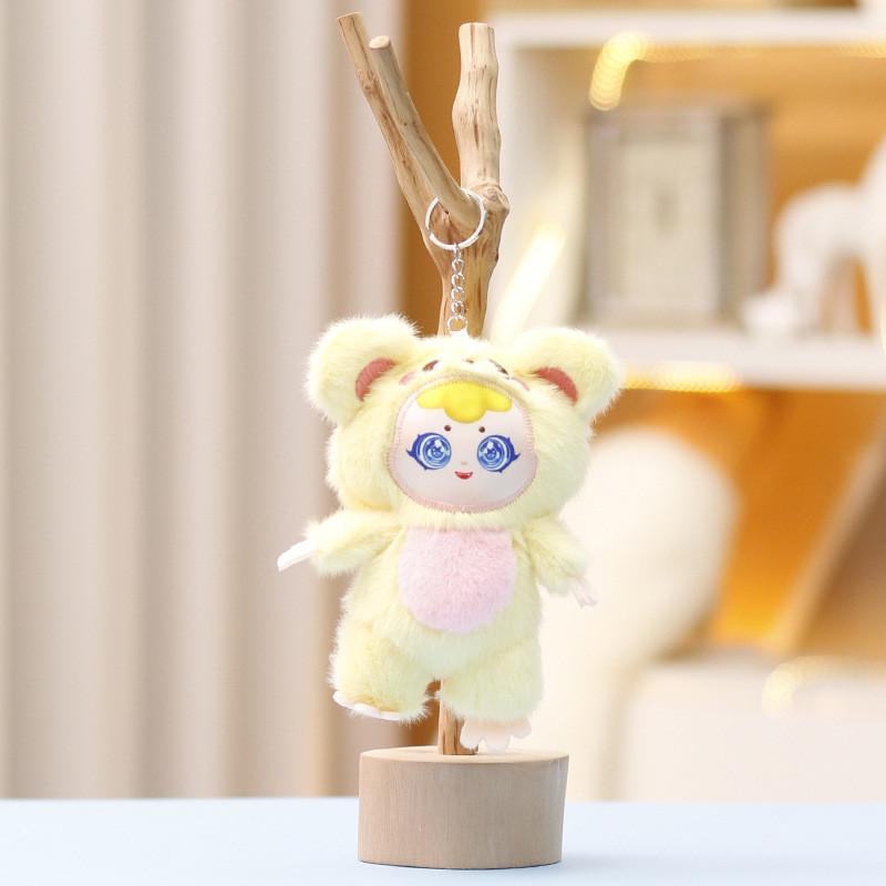 Baby Three Plush Toy Keychain With Super Soft Short Plush For Kids Backpack Decor
