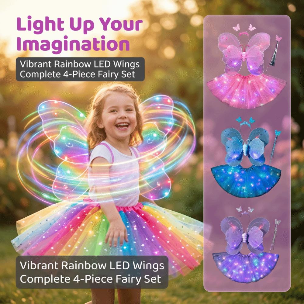 Funny Glowing Butterfly Wings Luminous Princess Dress Costume  Birthday Gift