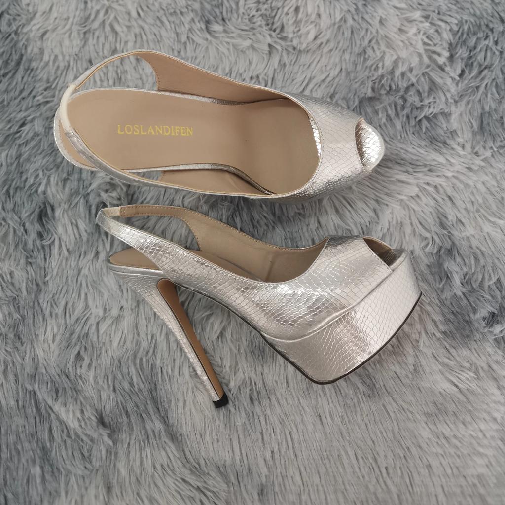 Large Size 44 Women's Stilettos Pumps 14CM Platform Super High Heels Sexy Open Toe Sandals Gladiator Party Dress Women Shoes