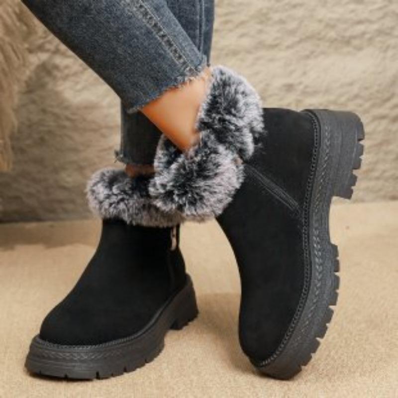 

Женские мягкие эластичные зимние теплые утепленные сноубутсы на молнии с толстой подошвой, нескользящие, для носки на улице, для отдыха, для занятий спортом, хлопковые ботинки 43 чёрный