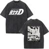 Initial D AE86 JDM Drift T-Shirt Vintage Washed Cotton Graphic Tee Men Unisex Oversized Crew Neck Short Sleeve Retro Streetwear Top Car Merch Gift