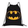 Batmans Logo Anime Drawstring Backpack Gym Sports Sackpack Water Resistant String Bag for Travel
