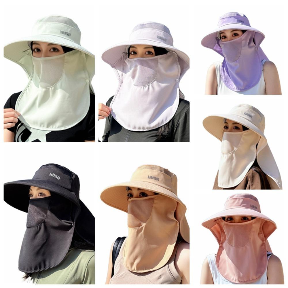 Neckline Mask Women Sun Hat Sun Protection Sunscreen Bucket Hat Fashion Cover Face Cap  Climbing