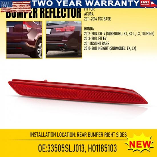RH Rear Bumper Reflector Red Housing For Fit CR-V 2012-2014 Honda Acura TSX Base