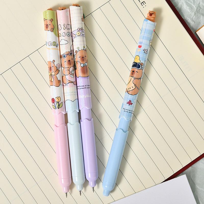 6pcs Creative Capybara Neutral Pen Cute 0.5mm Black Ink Signature Pens Stationery Gift School Writing Supplies