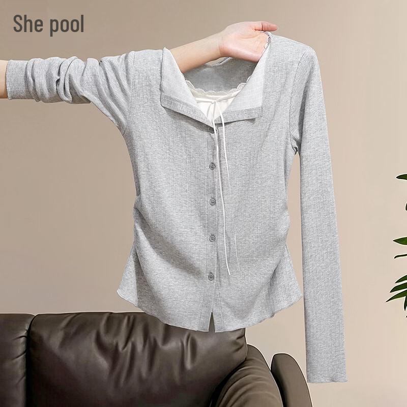 Sweet Faux Two-Piece Long Sleeve Top M