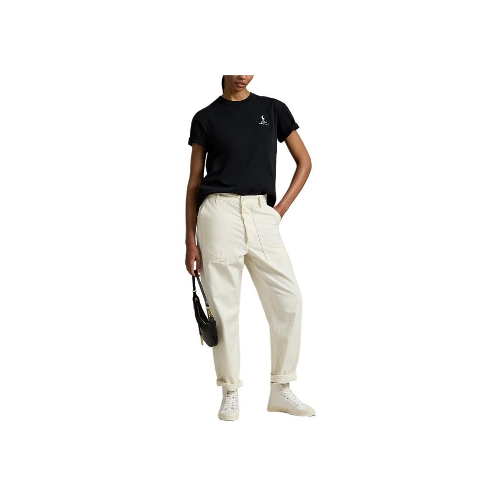 Polo Ralph Lauren Plain Knit Crew Neck Short Sleeve Regular T-Shirt Women T-Shirts Black 211971712-002
