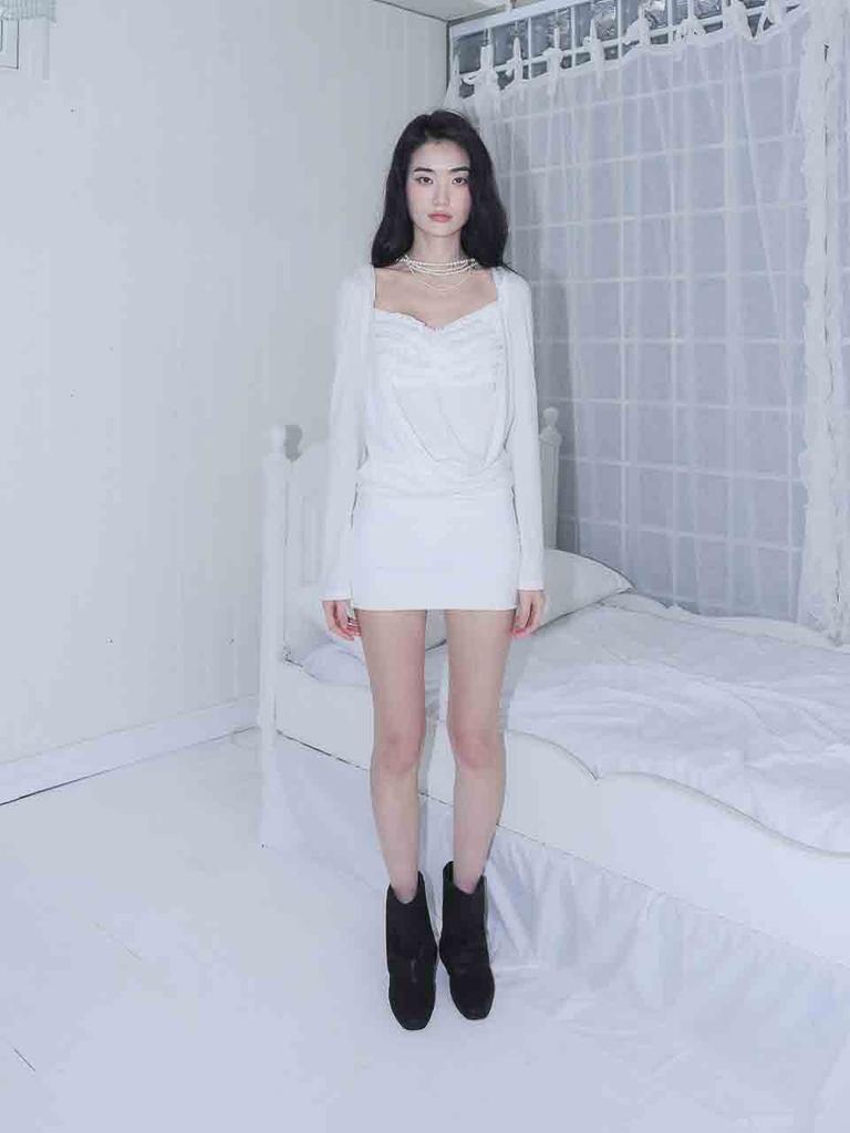 Elf Elf Elf Archives Drape Hoodie Dress [Ivory]
