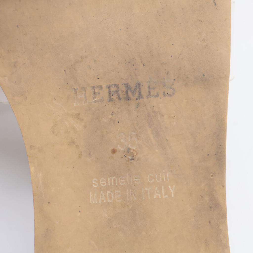 HERMES H182138Z Santorini H motif ankle strap flat sandals / shoes 35 whiteUsed