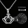100 Languages 'I Love You' Crown Projection Necklace - Titanium Steel Clavicle Chain for Women