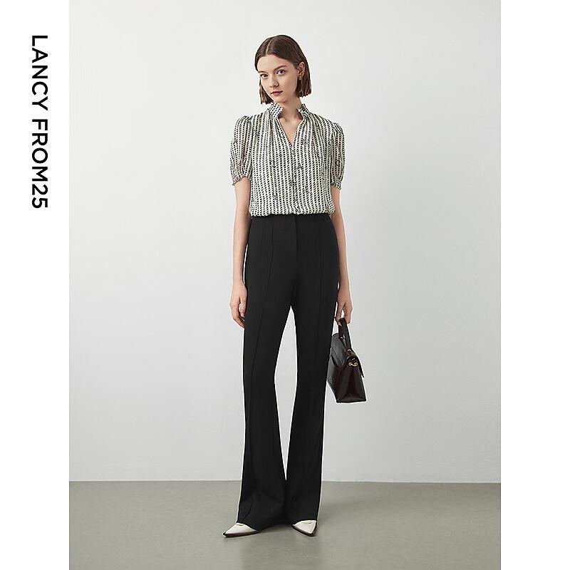 Langzi Retro High-Waist Wide-Leg Flared Suit Pants