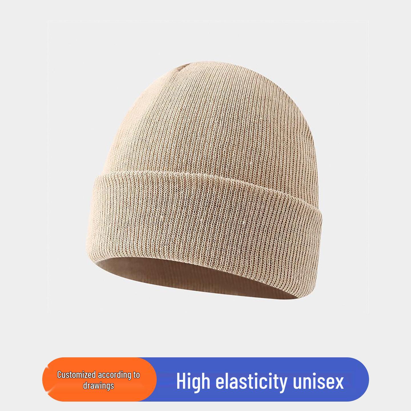 

Персонализированная зимняя шапка бини с логотипом - Вязаная шапка с вышивкой на заказ, Теплый осенний подарок, Однотонная One Size бежевый