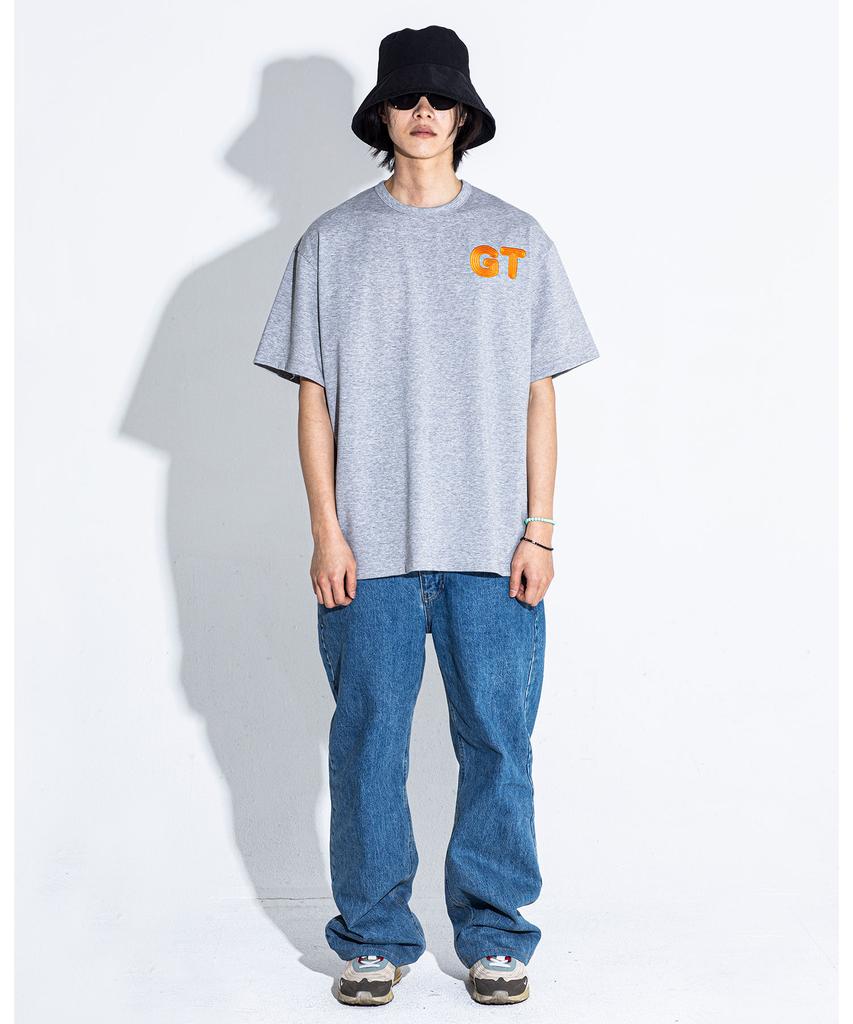 GRAN TURISMO Two-Tone Chain Embroidery Gt Logo Gray T-Shirt