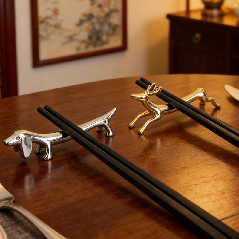 Zinc Alloy Cutlery Bracket Holder Silver Fawn /Little Dog Shape Cutlery Storage Cute Tableware Rack Holder Dinner Table Supplies