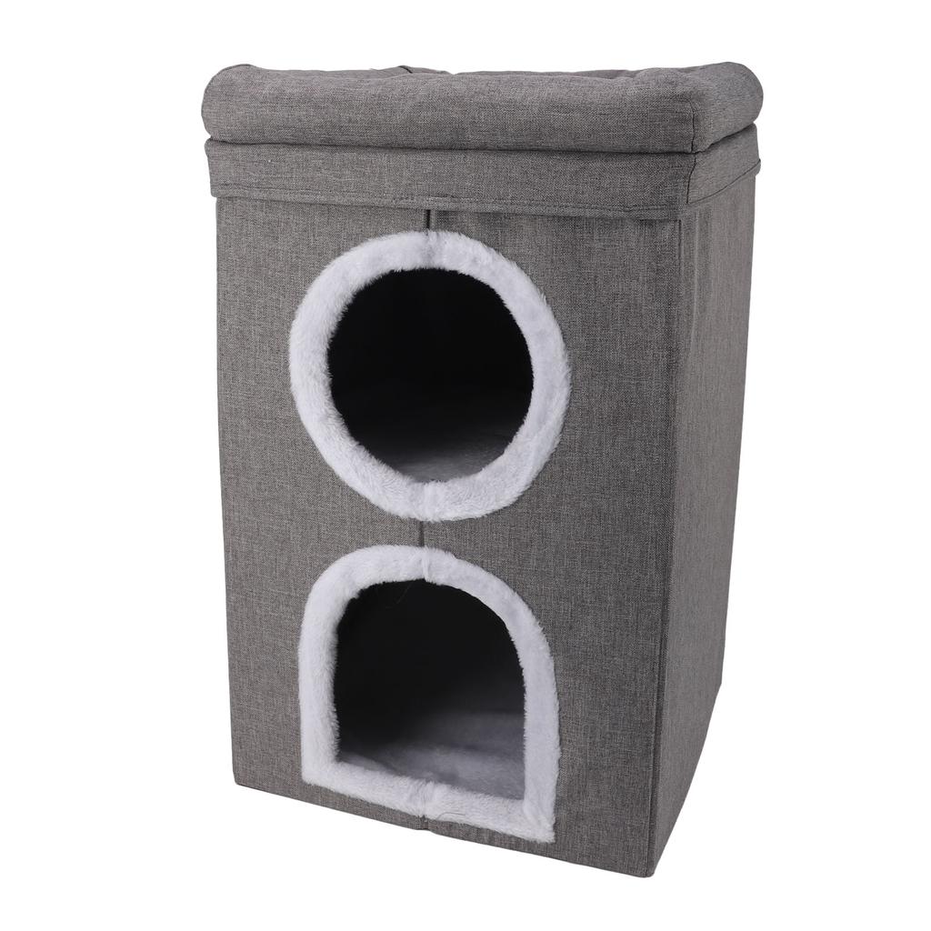 Cat Cube House Multipurpose 3 Layers Large Space Warm Windproof Scratch Resistance Collapsible Cat