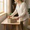 Paper Rope Woven Storage Basket, Handmade Woven Basket, Desktop Snack And Sundry Storage Basket.